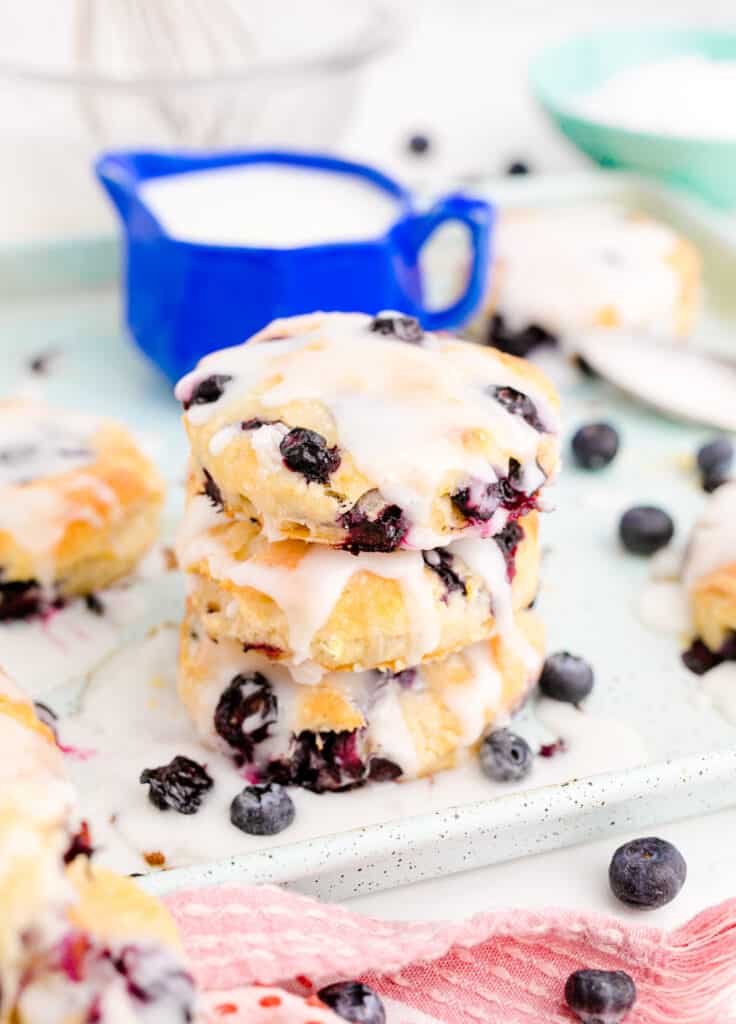 3 Bo Berry Biscuits stacked with glaze