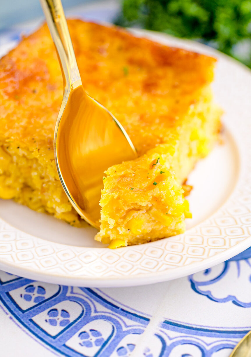 Easy Delicious Cornbread Casserole Sweet Tea And Sprinkles   Corn Casserole Blog 21 862x1223 