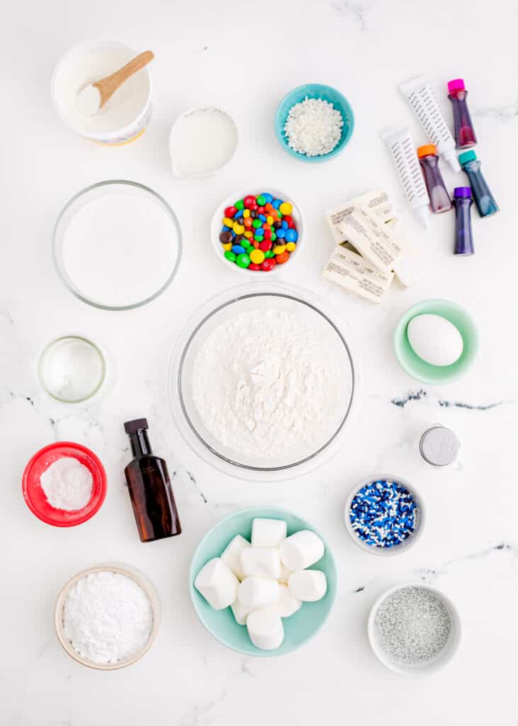 Ingredients needed to make snowman cookies