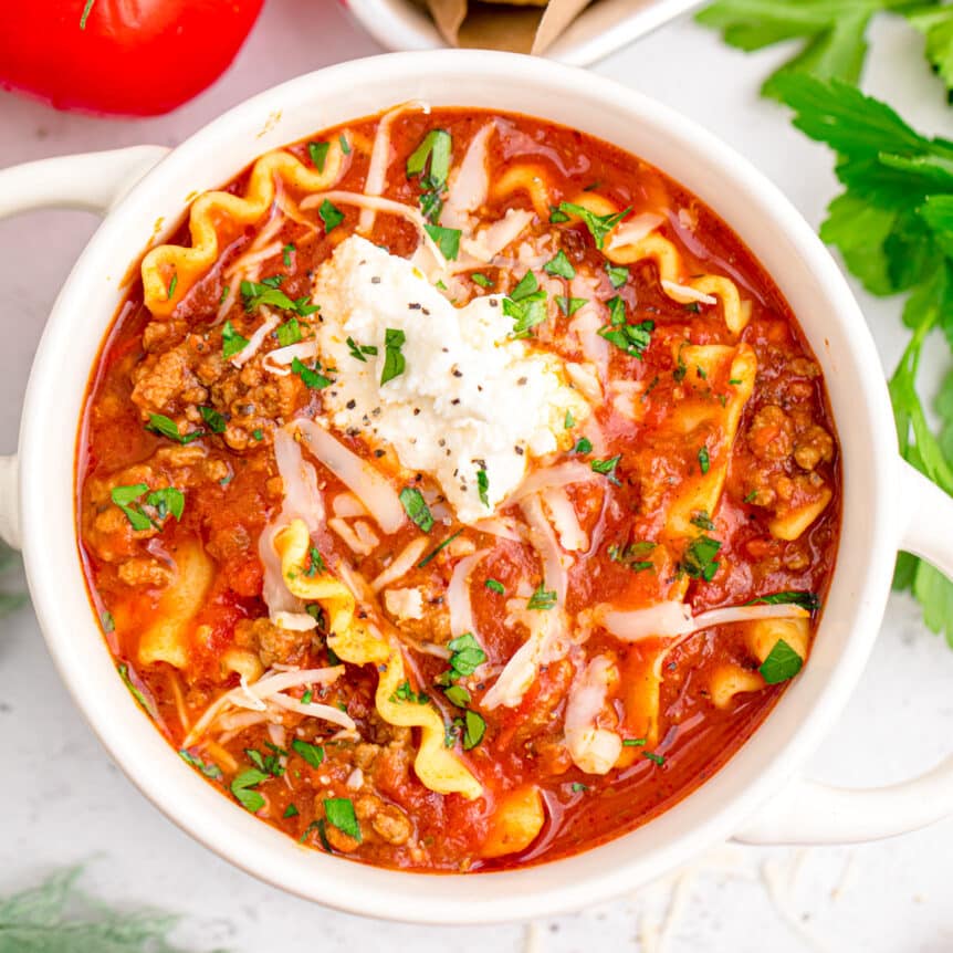 Easy Lasagna Soup Recipe - Sweet Tea and Sprinkles