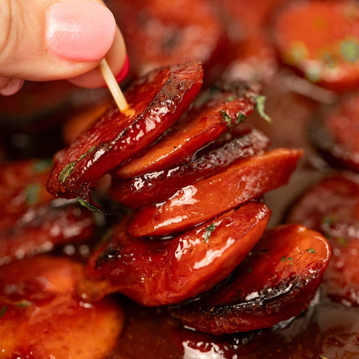 Baked BBQ Sausages-image