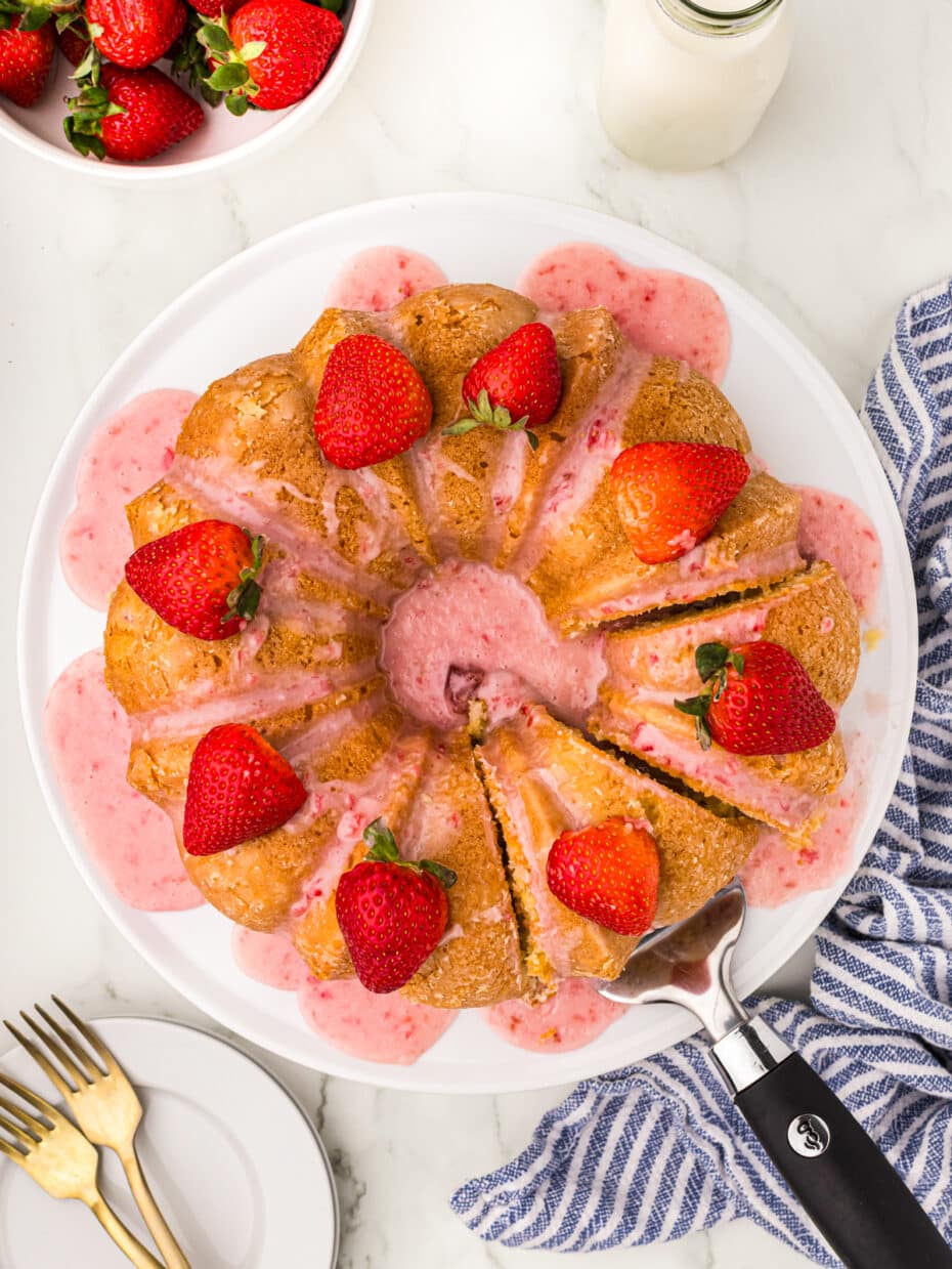 Strawberry White Chocolate Bundt Cake - Sweet Tea and Sprinkles